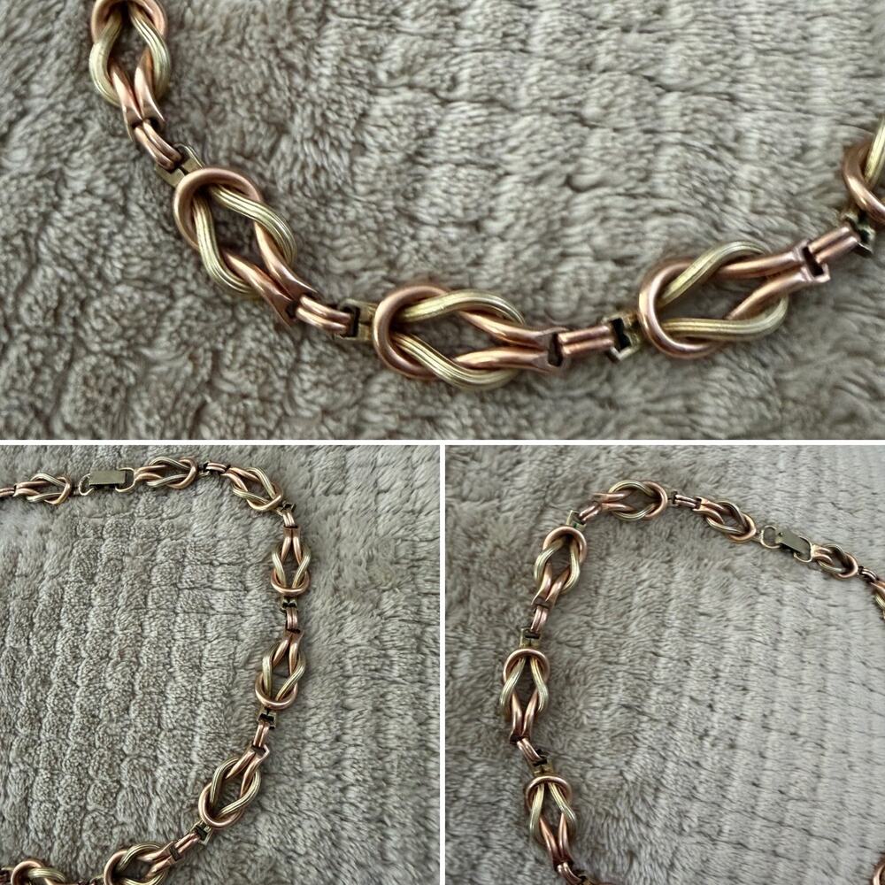 Vintage Rolled Gold Two Tone Necklace - Picture 3 of 6